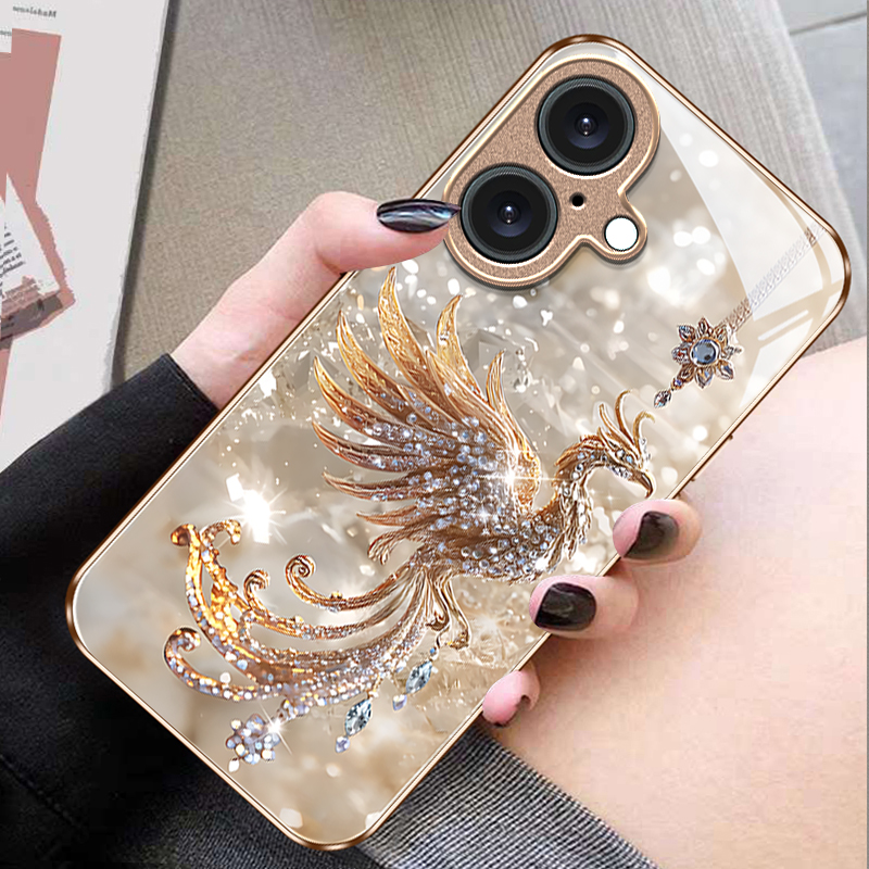 适用苹果系列碎钻凤凰手机壳