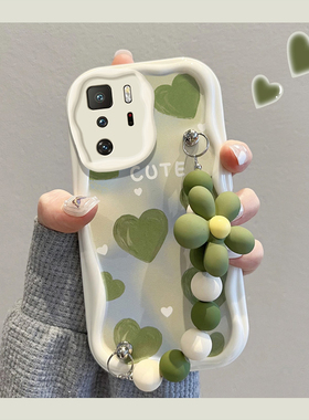 适用红米note10手机壳女新款高级感redmi防摔简约绿色爱心散热软壳pro小清新创意网红挂绳镜头全包硅胶保护套