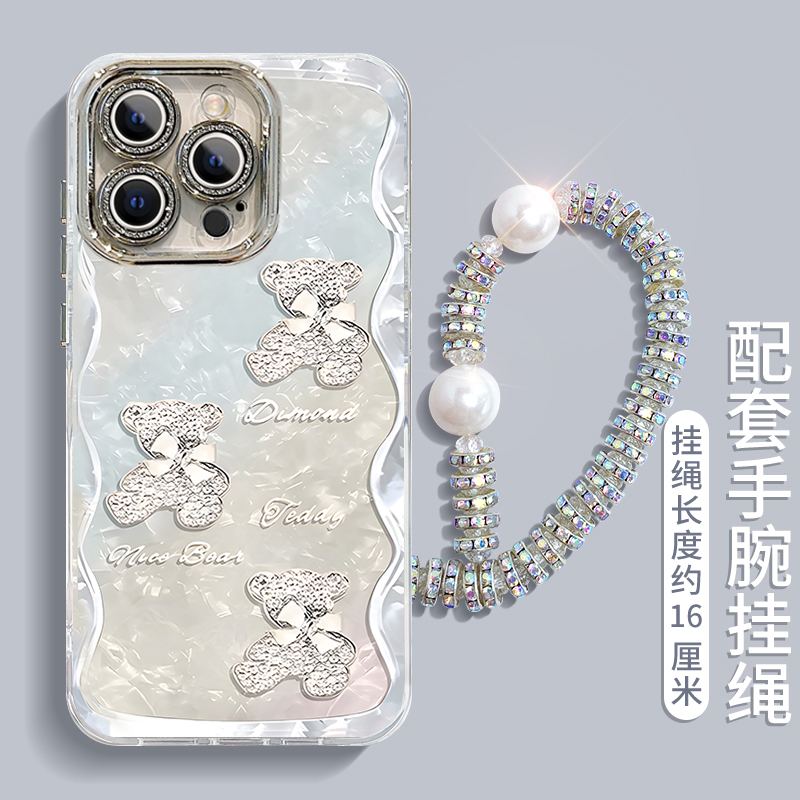 适用苹果16ProMax手机壳新款15Plus奢华iPhone13潮流12mini保护套11钻石小熊XS镜头全包6S防摔7/8保护套se3