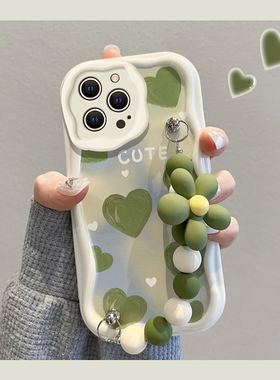适用苹果15手机壳女14新款iphone13pro高级感ip12绿色爱心11promax防摔plus散热xs小清新xr硅胶SE七八6保护套