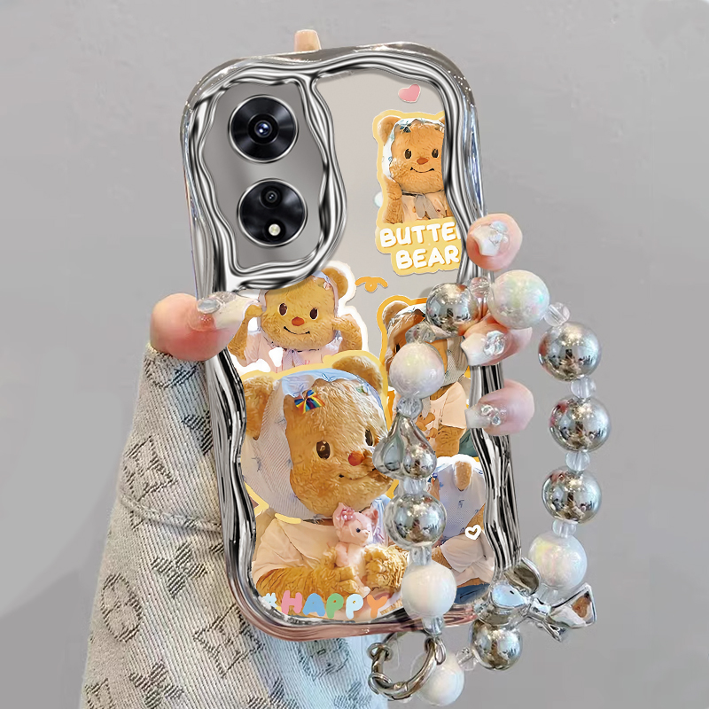 适用OPPOA98手机壳新款5G电镀A2x奶油纹A3Pro可爱A58x防摔A11x保护套A1布偶熊A72的A35卡通A55创意A92s女款