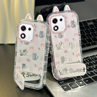 适用荣耀X70i手机壳新款 网红X40i羽纱泡芙壳X30硅胶保护套X20SE防摔x10外壳 X60GT猫咪蝴蝶结X60i卡通X50i