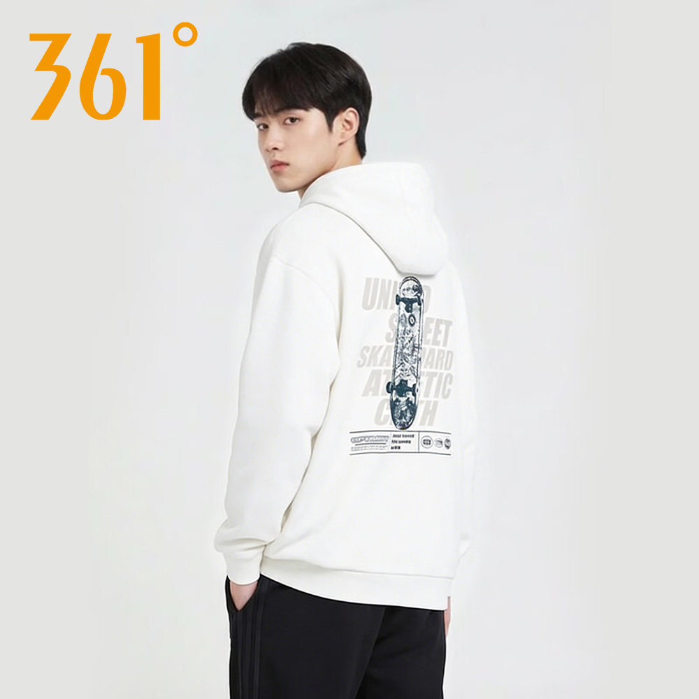 361度运动卫衣男2026秋季新款背后潮流印花时尚百搭休闲连帽上衣