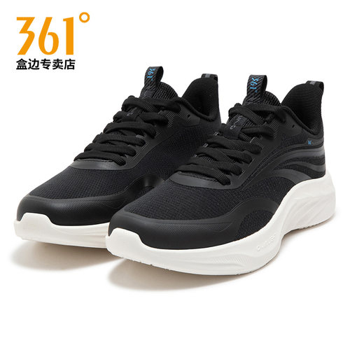 361男鞋网面透气跑步鞋黑色鞋子春季减震耐磨跑鞋轻便通勤运动鞋