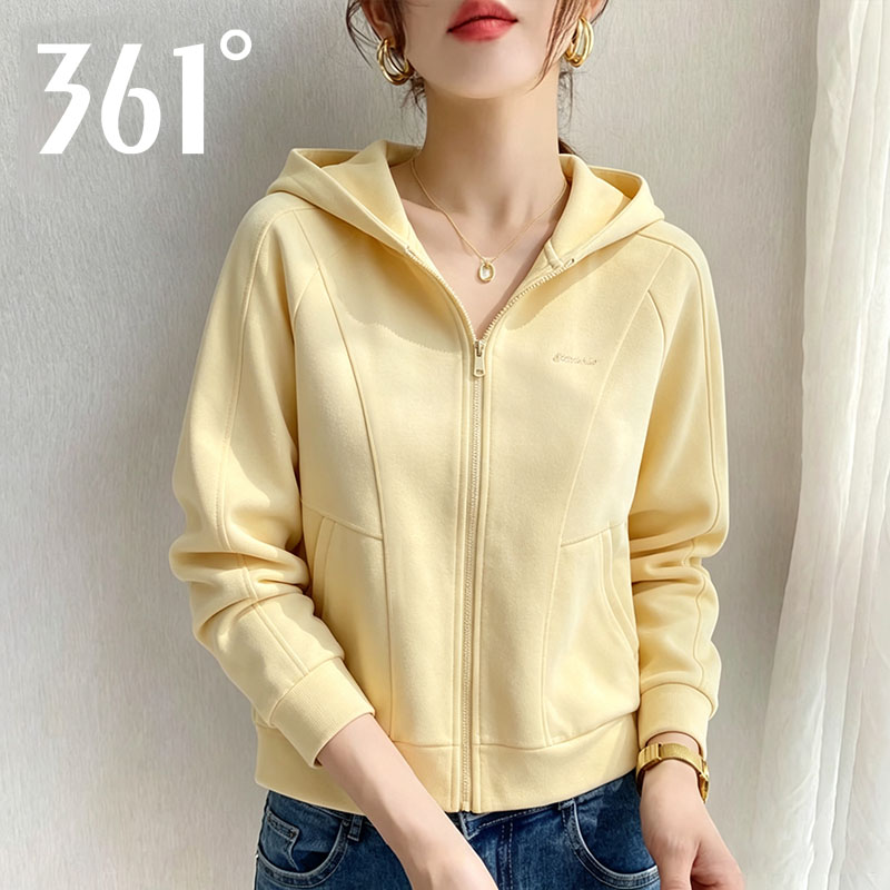 361运动外套女2026秋季新款连帽开襟卫衣宽松休闲上衣百搭运动服