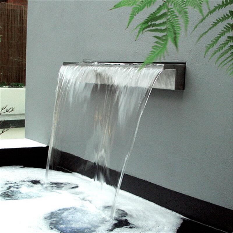 鸭嘴欧式水景小型不锈钢瀑布流水鱼池喷泉水帘叠水循环出水口水槽