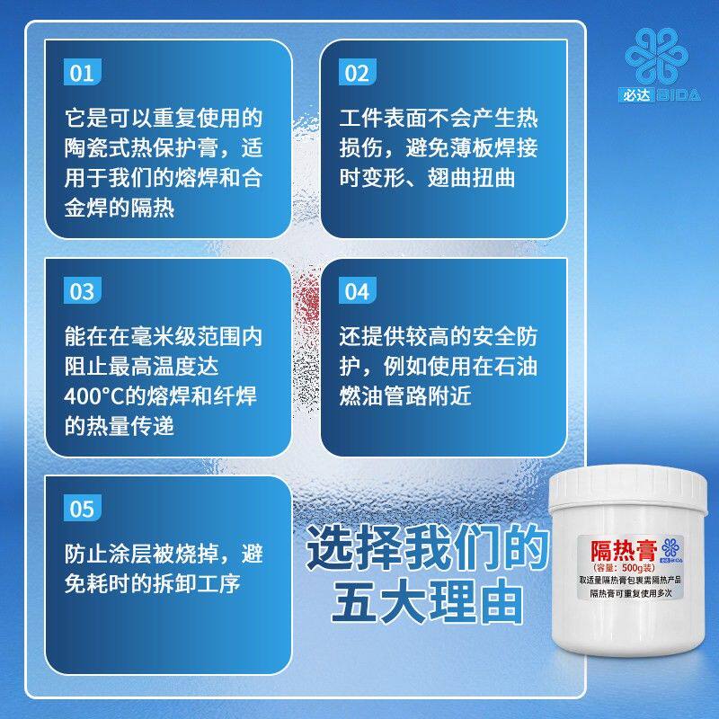 必达耐高温焊接隔热泥 环保陶瓷式熔焊隔热膏 GRN20190509型号