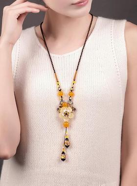 毛线衣项链中国风毛衣链女长款吊坠挂饰挂件配饰民族风项链秋冬装