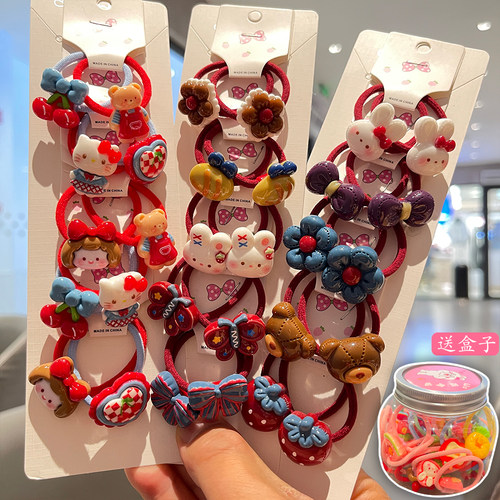 儿童发绳不伤发小女孩发圈高弹力皮筋扎头发宝宝头绳女童头饰红色