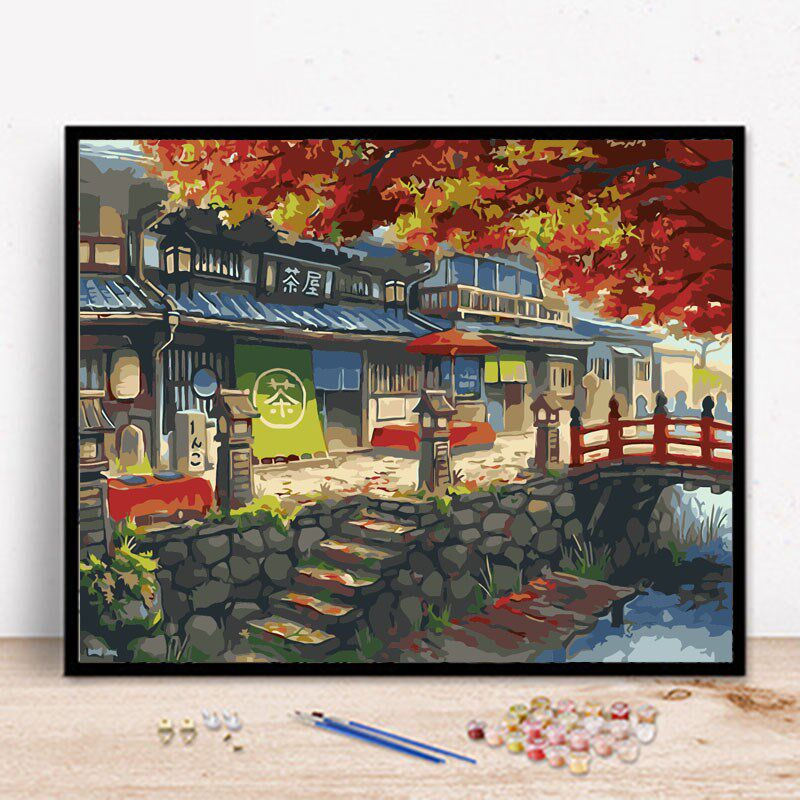 diy数字油画手绘日式茶屋油彩画减压涂色数码画客厅风景装饰挂画怎么样,好用不?