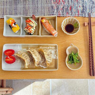 lovely days 日式姜黄色拼色亮面中古感商用寿司蘸料味碟套组