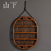 挂墙式 博古架墙上多宝阁实木壁挂茶具收纳架悬挂摆件圆形茶壶架子