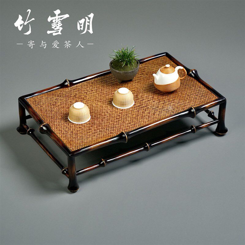 竹雪明大号筇竹茶台茶桌 席面托盘托架茶具茶道摆件小桌子榻榻米