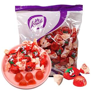 俄罗斯爆浆夹心软糖进口康吉牌炼乳草莓味半球糖果水果味袋装零食