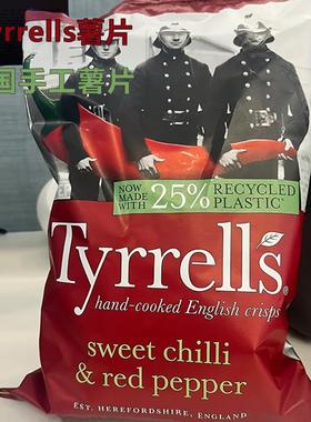 英国Tyrrells泰瑞薯片三个男人抱辣椒薯片手工无麸质进口零食包邮