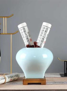 做旧书卷札麻绳丝带古书手卷假书新中式茶社样板房间软装复古摆件