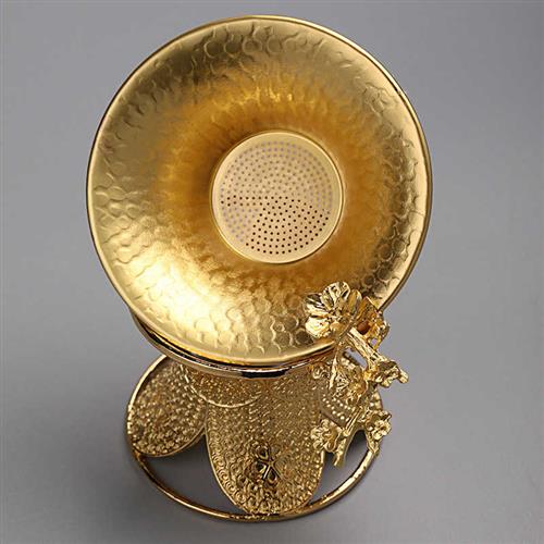 纯黄铜茶漏茶托架套装 细孔茶叶过滤器 创意滤茶网功夫茶具零配件