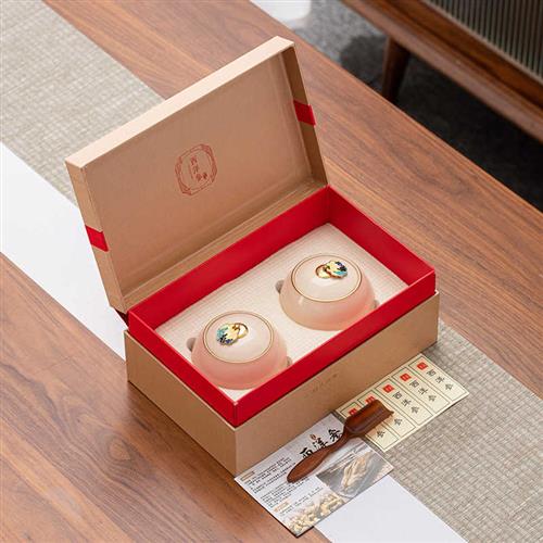 高档西洋参包装盒空切片礼品盒陶瓷密封罐双罐半斤送礼专用定制