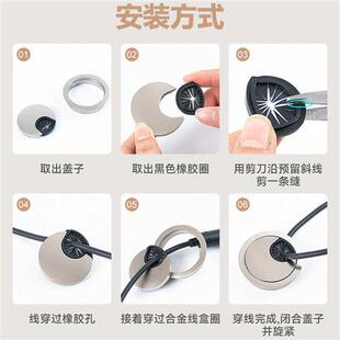 圆孔电脑桌面穿线孔盖板出线孔洞口50装饰开孔办公书桌子过线盒扣