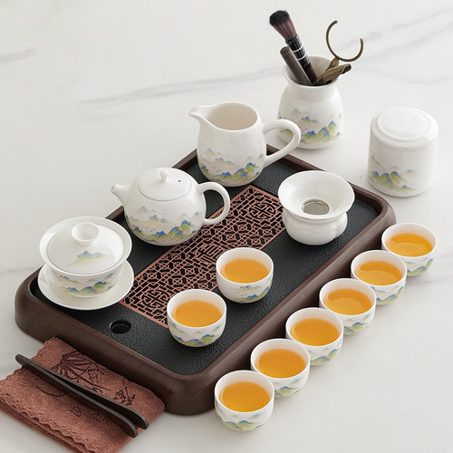 中式新款整套功夫茶具套装白瓷