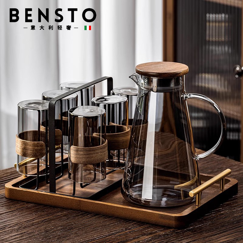 意大利新中式耐高温玻璃喝水杯套装家用待客轻奢高级感泡茶具水壶
