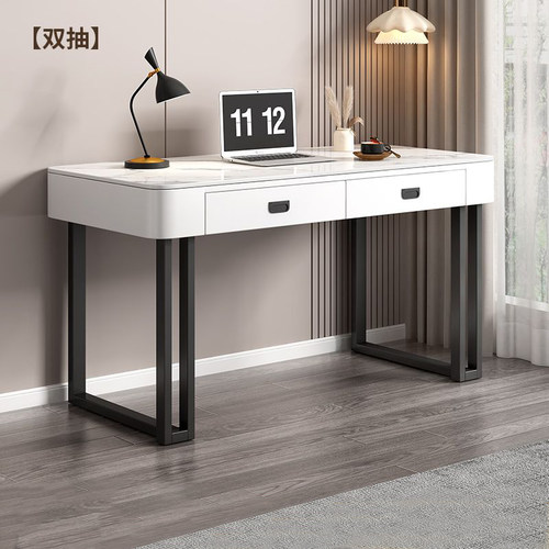 岩板电脑桌轻奢家用书桌现代简约台式电竞卧室笔记本办公桌椅组合