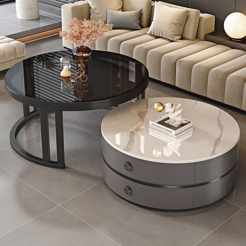 岩板茶几客厅家用轻奢2025新款高级感现代简约小户型网红圆形茶几