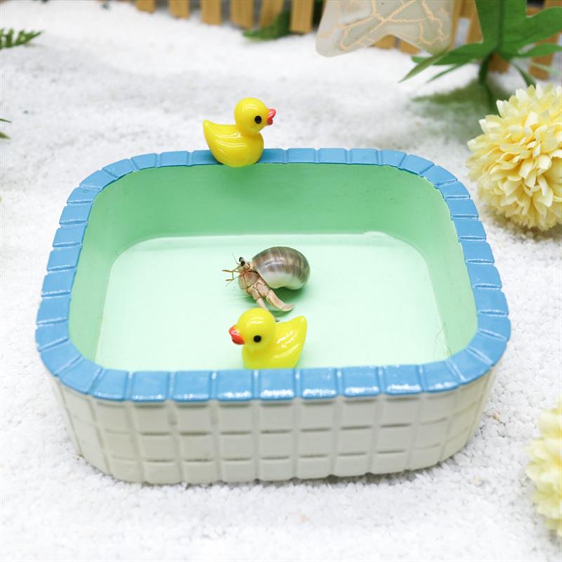 寄居蟹迷你小浴缸食盆泡澡盆树脂三格陶瓷防溺水寄居蟹相守蟹专用