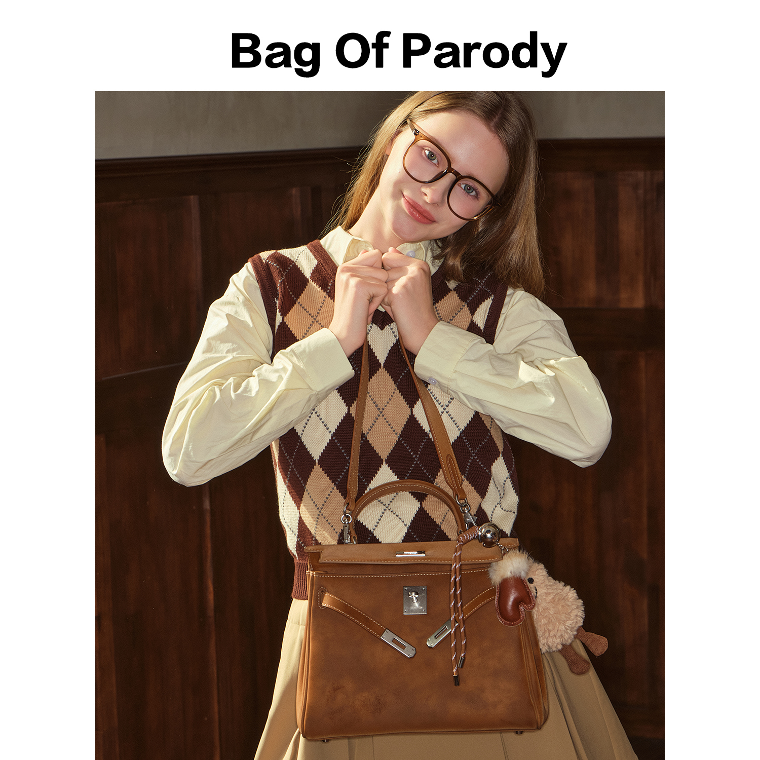 复古牛皮凯莉包包女大容量