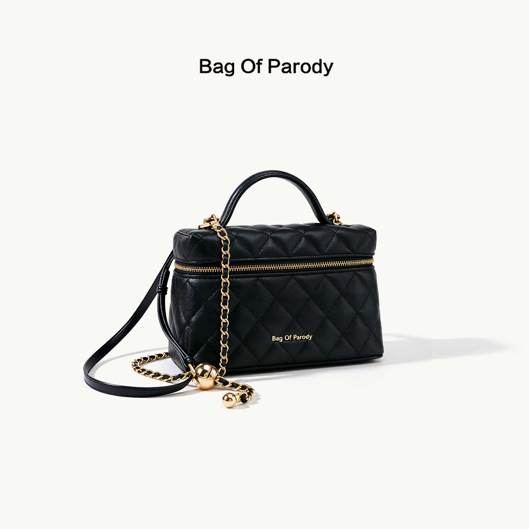 Bag Of Parody2026新款小香风羊皮菱格饭盒包单肩斜挎手提小包