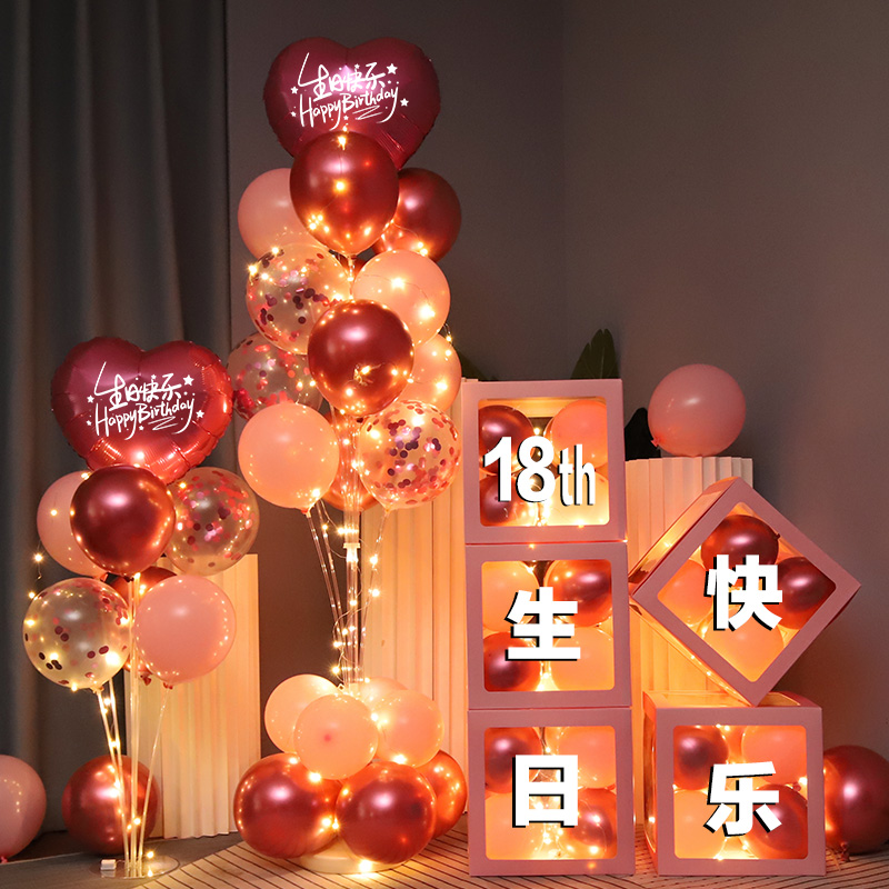生日场景布置装饰气球男孩女孩儿童周岁18岁成人礼氛围感仪式道具
