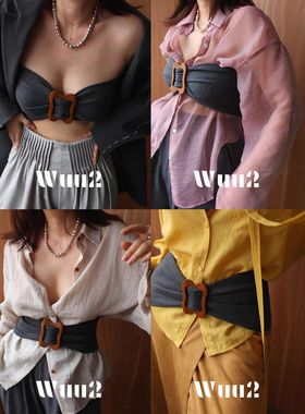 Wuu2 百变魔法 多种穿法设计感灰色抹胸可做束腰屁帘腰封内搭外穿