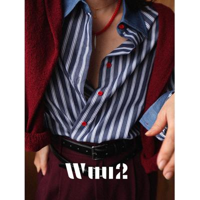 衬衫牛仔拼接蓝色条纹设计感宽松