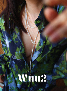 Wuu2 林风律动 复古独特印花设计感衬衫女高级感法式丝滑上衣春夏