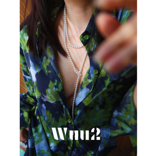 Wuu2 林风律动 复古独特印花设计感衬衫女高级感法式丝滑上衣春夏