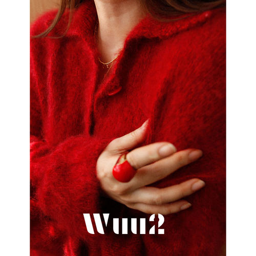 Wuu2狂热挚爱软糯拉绒红色毛衣