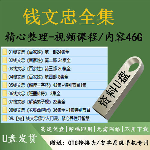 钱文忠全集百家讲坛视频音频全套三字经弟子规百家姓玄奘西游优盘