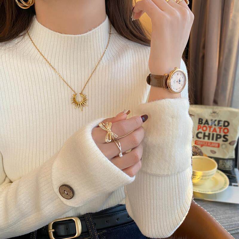 冬灰色半高领加厚绒加打底衫女内ZZ-1628搭2025秋新毛款衣高级感