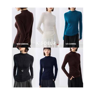 K姐KSOEU R【挚简烟管领针织衫】百LIG48支扬子羊毛搭烟全管领针