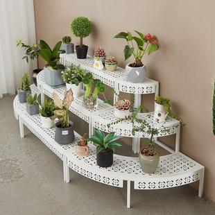 花盆放置架室内花架置物架阳台铁艺阶梯落地式多层户外庭院多肉白
