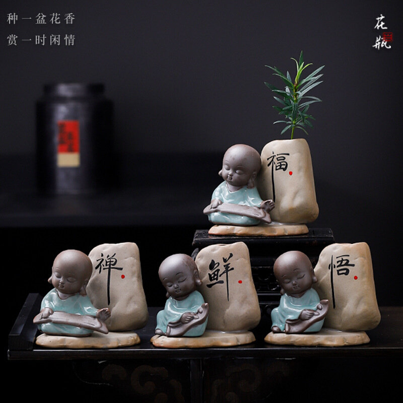 创意陶瓷花瓶摆件酒店用品盘饰装饰品摆设刺身日料干冰瓶子