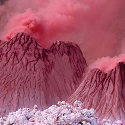 网红打卡拍照粉色火山喷发告白求婚美陈装置户外装饰引流公园广西
