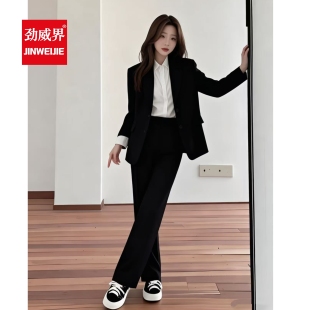 高级感大学生套装 劲威界黑色西装 通勤面试正装 女职业装 工作服 套装