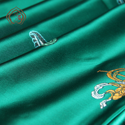 哈达八吉祥加厚丝绸刺绣提花哈达批量发包邮大号精品刺绣绿色