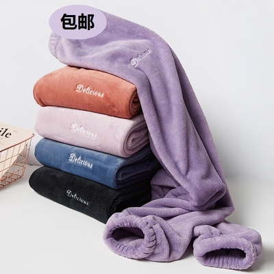 珊瑚绒睡裤男睡裤女长裤秋冬加绒加厚法兰绒裤子加肥居家睡裤
