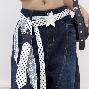 腰间配饰腰带百搭波点丝巾配牛仔裤女长条复古蕾丝腰封配裙子