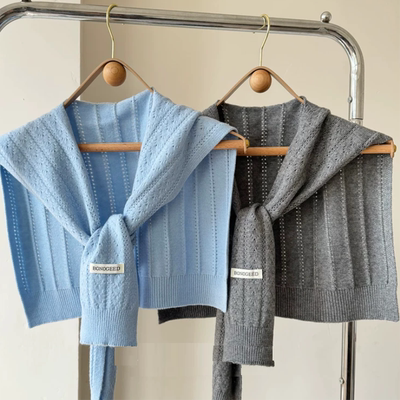 日杂高智风浅春系外搭披肩镂空针织坎肩装饰韩系春夏纯色衬衫披肩