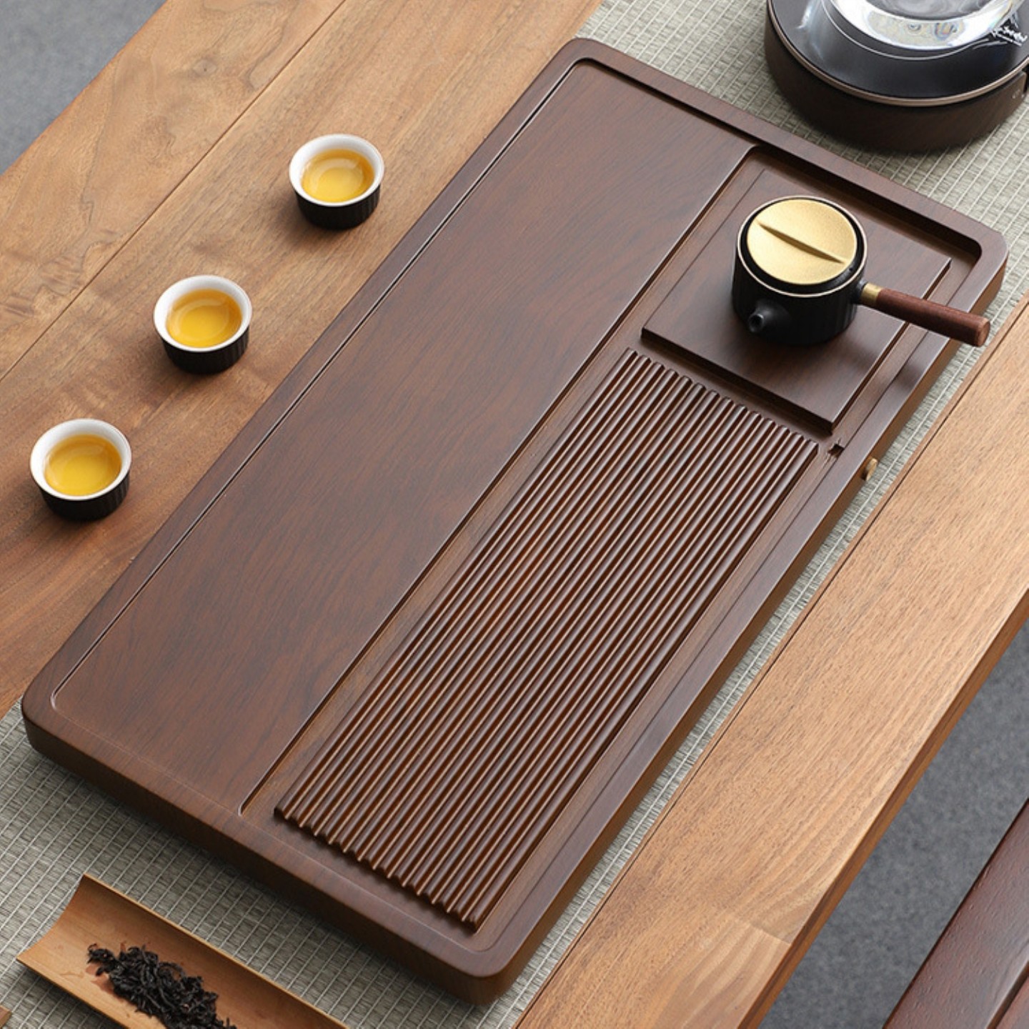 茶具套装家用小茶台实木简约功夫茶具台轻奢中式泡茶台长方形