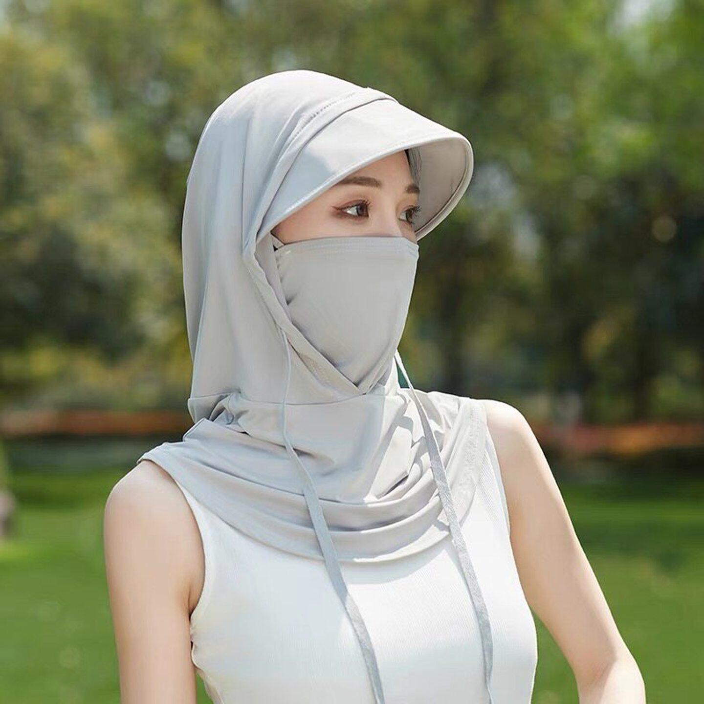 电瓶车防晒面罩全脸遮阳透气防紫外线脸基尼帽子一体护颈骑行口罩