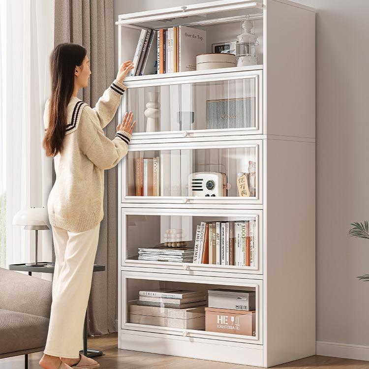 书架落地客厅防尘仿玻璃门置物架展示柜家用储物收纳柜子学生书柜